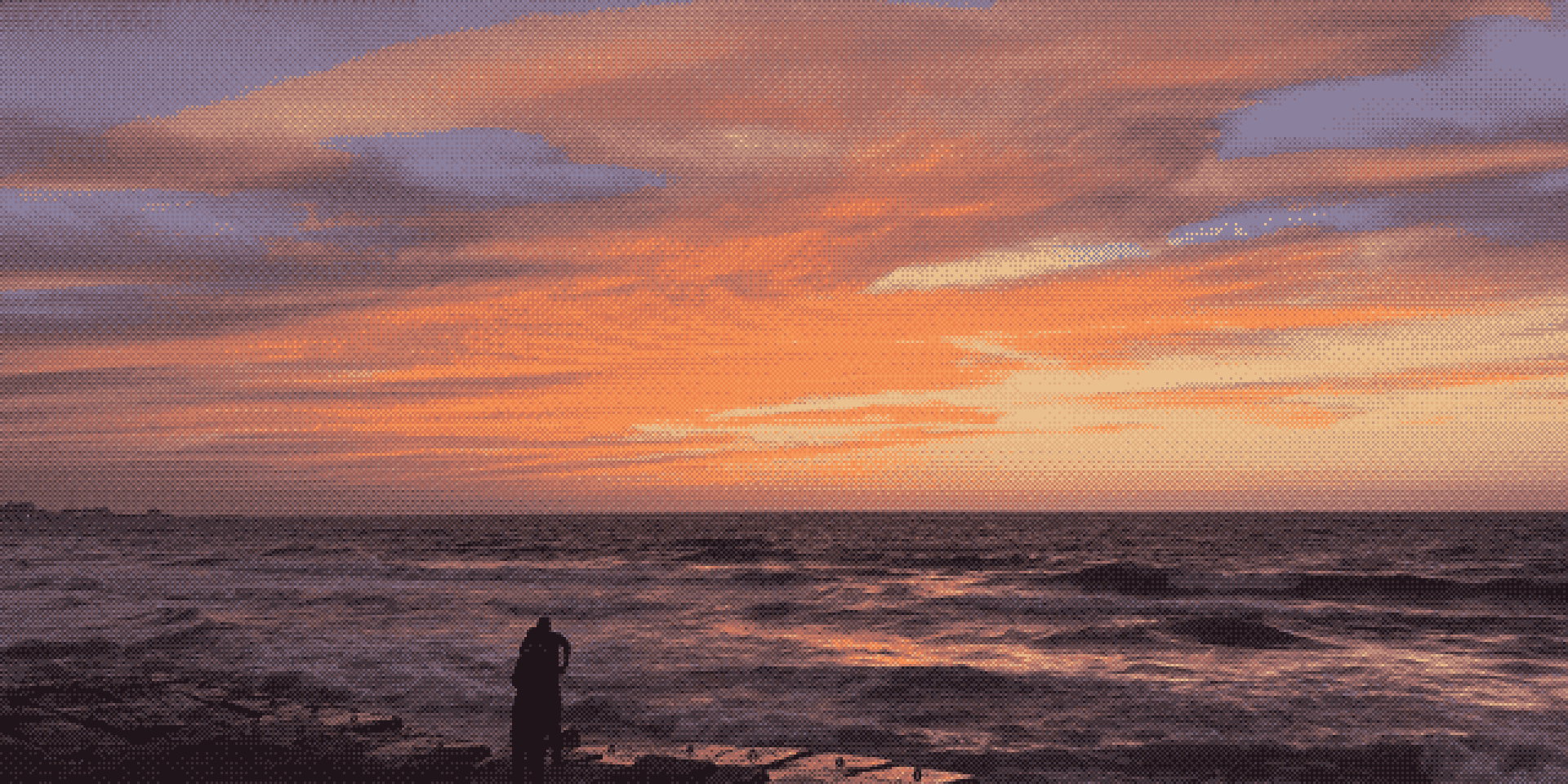 Sunset over the sea in Alexandria, Egypt
